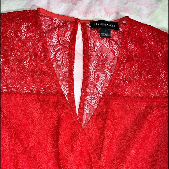 ♥️ Stylestalker Romper lace shorts Red - Picture 9 of 15